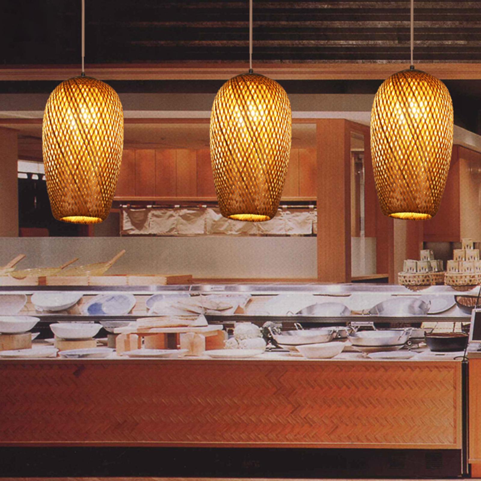Hand Woven Bamboo Pendant Light Chandelier for Dining Room Decoration