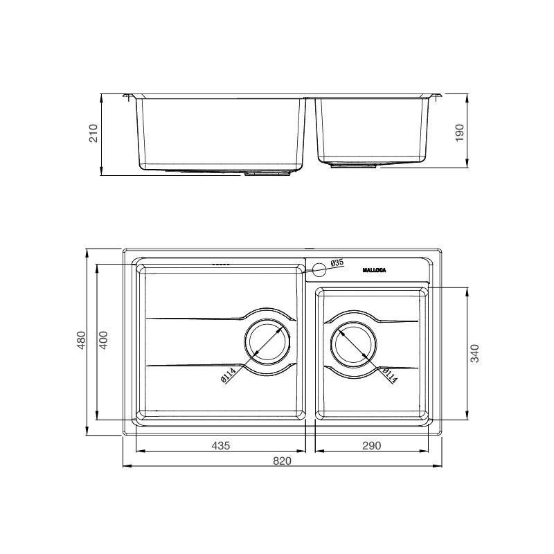 Chậu rửa chén inox đôi Malloca MS 5082W - Hàng Chính Hãng