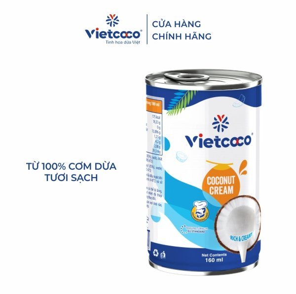 Nước cốt dừa tươi VIETCOCO 160ml, thơm, ngon, béo ngậy, chuẩn chính hãng 100% 