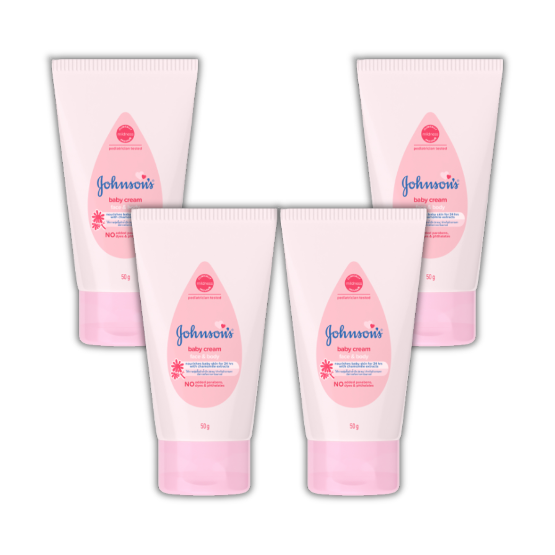 Combo 4 Kem dưỡng da chứa cúc La Mã Johnson's Baby Cream 50g