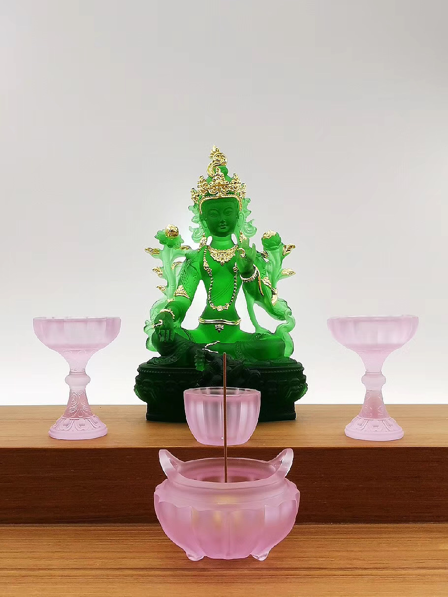 LỤC ĐỘ MẪU GREEN TARA - tượng cao 22cm mạ vàng