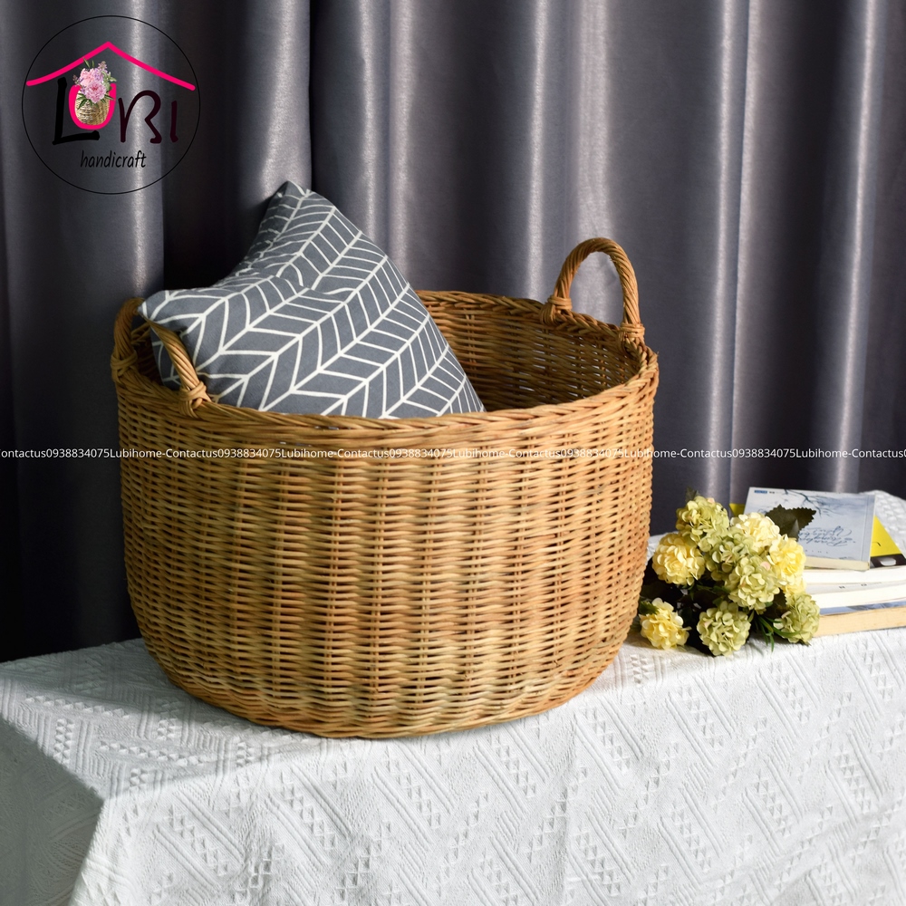 Lubihandicraft - Sọt mây tròn đáy bầu đựng đồ bộ 4 - sang trọng, tinh tế