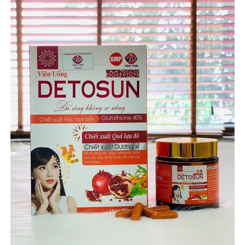 Viên Uống Giảm Nám Trắng Da Chống Nắng DETOSUN