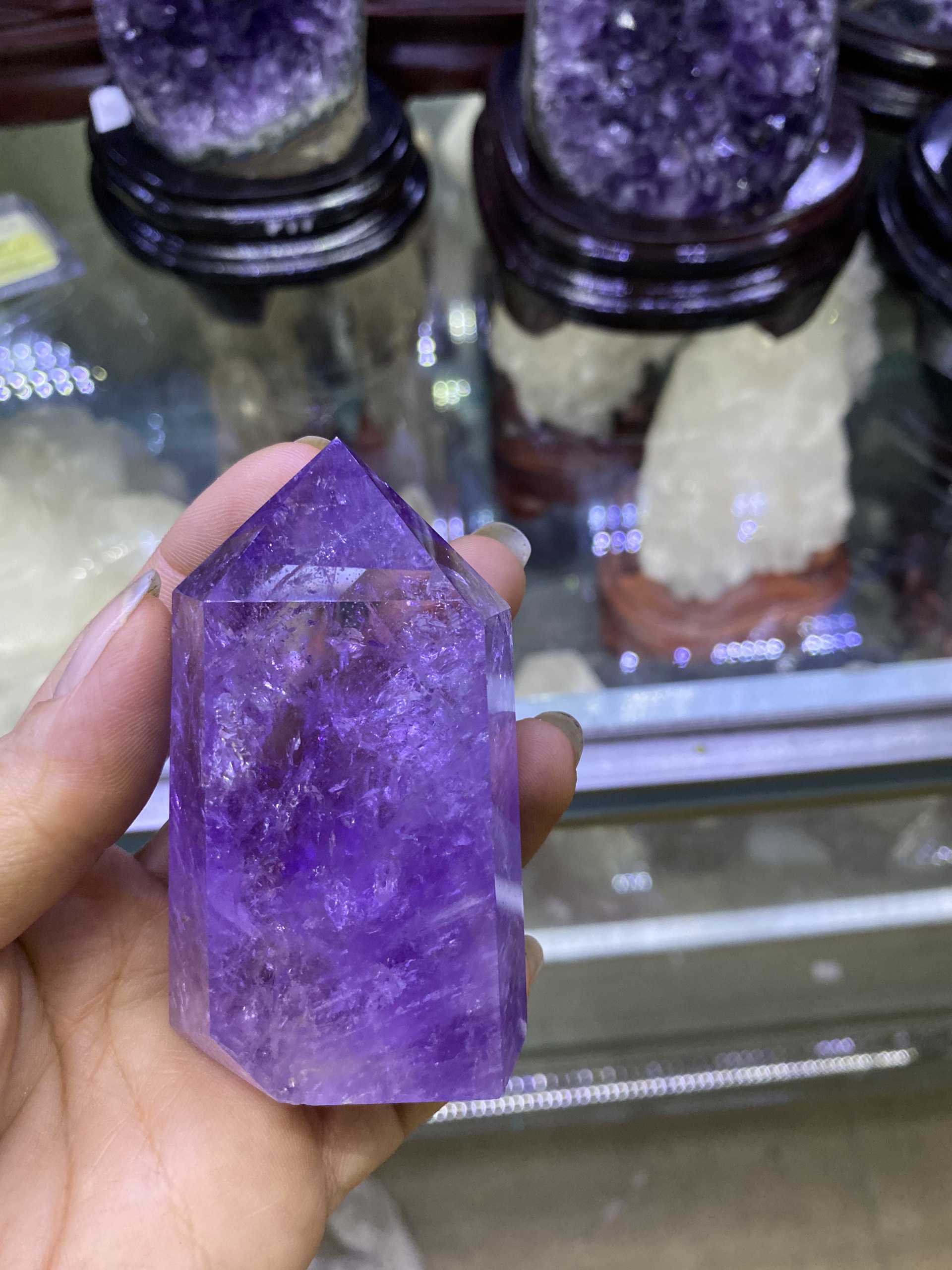 Khối Trụ Đá Phong Thủy Thạch Anh Tím Amethyst Thiên Nhiên