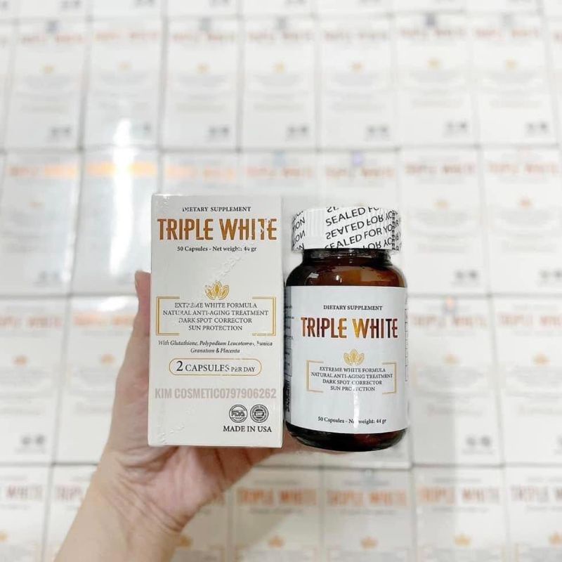 Viên uống trắng da Triple White Glutathione 1200 mg ( Hàng Nhập Khẩu Mỹ )