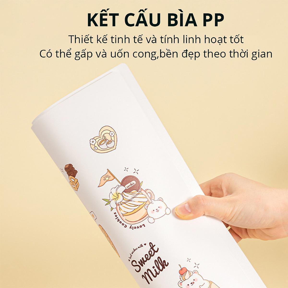 [Deli] - File Lá Học Sinh A4 - 30/40 Tờ - Hình Gấu Và Bánh Ngọt/Soda - Màu Hồng, Xanh Dương