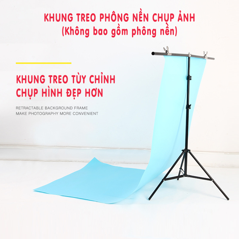 Bộ khung chữ T treo phông nền chụp ảnh sản phẩm, thời trang, lookbook, livestream bán hàng chuyên nghiệp 3 kích thước nhỏ, vừa, lớn