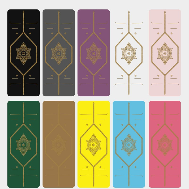 Combo 3 dụng cụ tập Yoga : 1 thảm cao su thiên nhiên PU định tuyến rõ nét êm ái + 2 gạch EVA in hoa Mandala 200g không trơn trượt