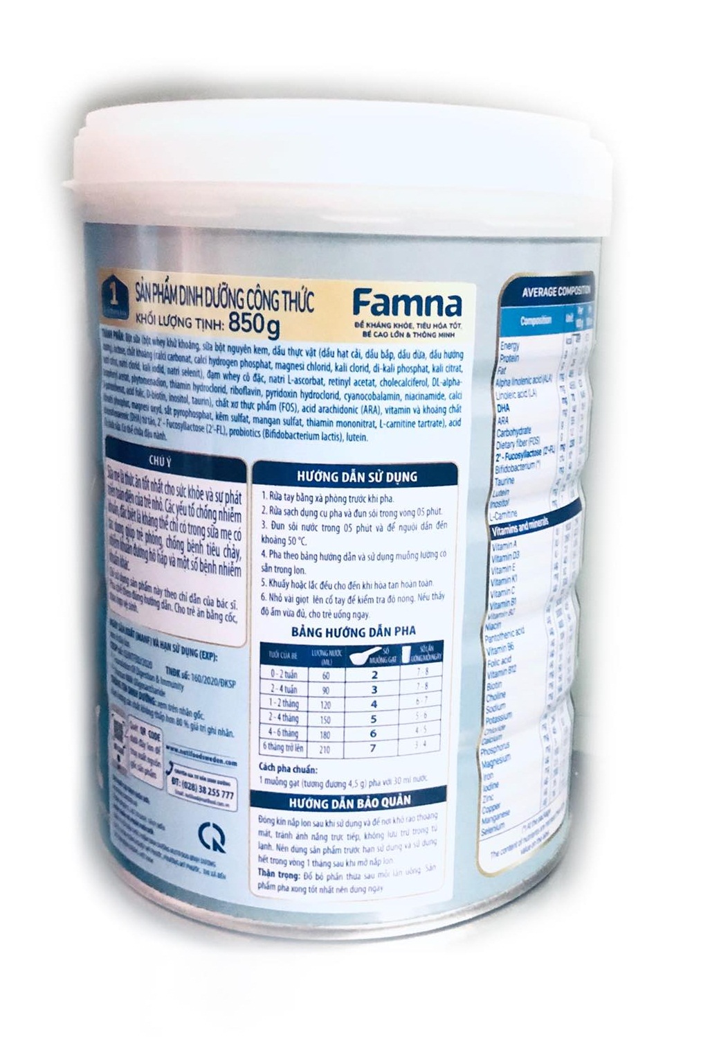 Bộ 5 lon sữa Famna step 1 850g - Đề kháng khoẻ, tiêu hoá tốt, bé cao lớn và thông minh - Hàng chính hãng của NutiFood