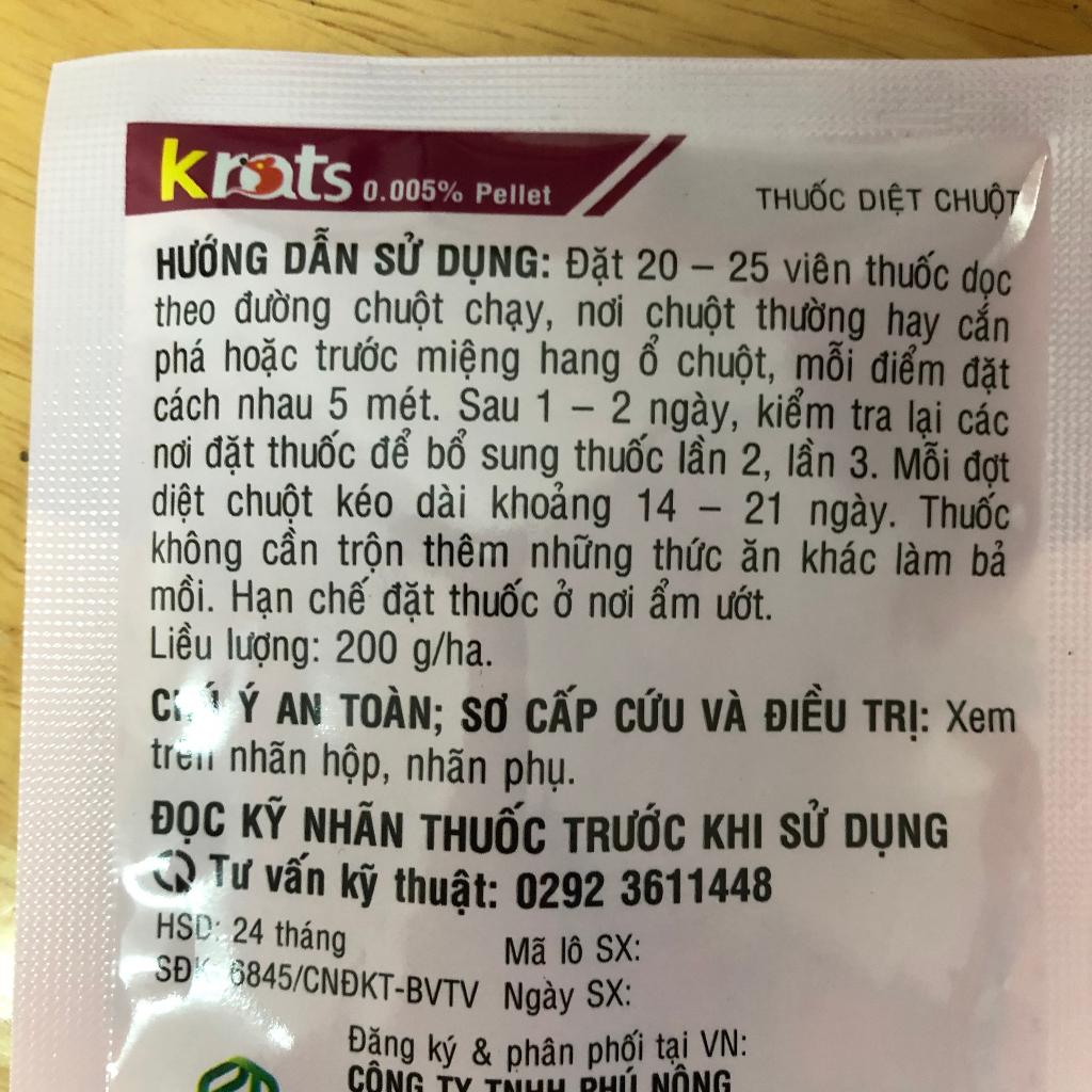 Thuốc diệt chuột Combo 5 gói chế phẩm diệt chuột thông minh Krats gói 20g, diệt chuột hiệu quả chỉ sau 1 lần sử dụng