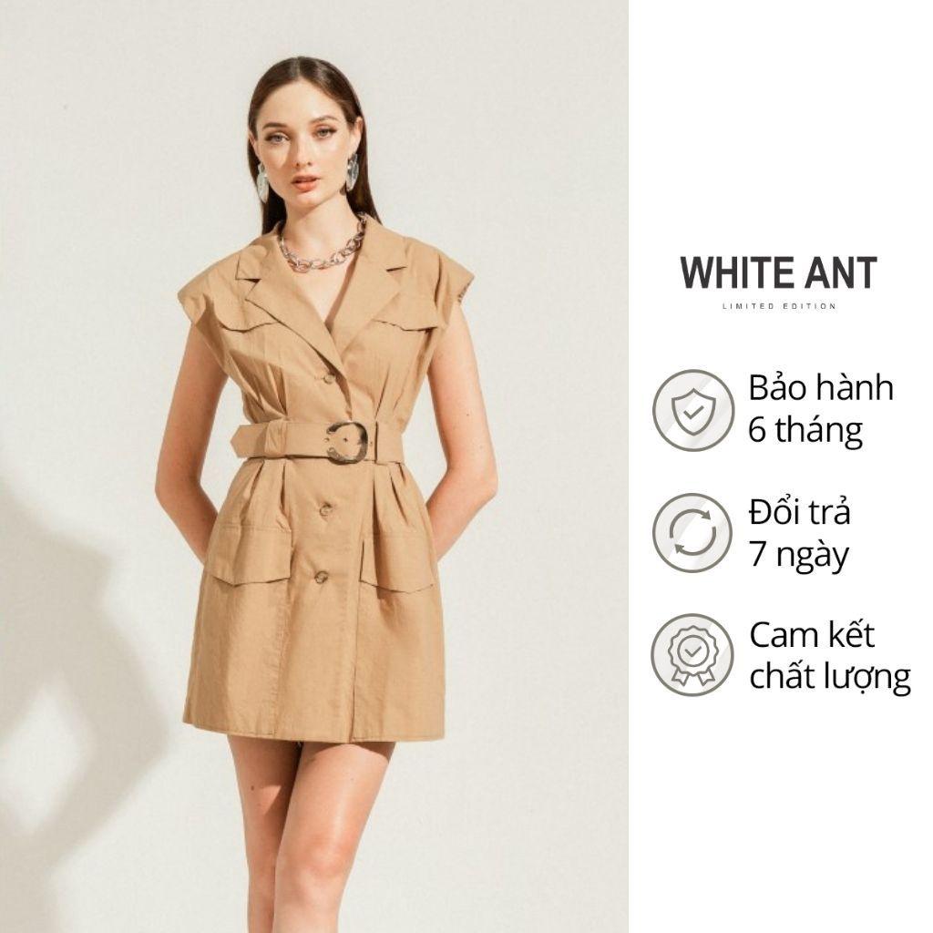 Đầm A Thiết Kế Nữ WHITE ANT Vivien Dress Vai Rộng Kèm Đai Eo, Chất Vải Cotton Mềm Mịn 120402001.200