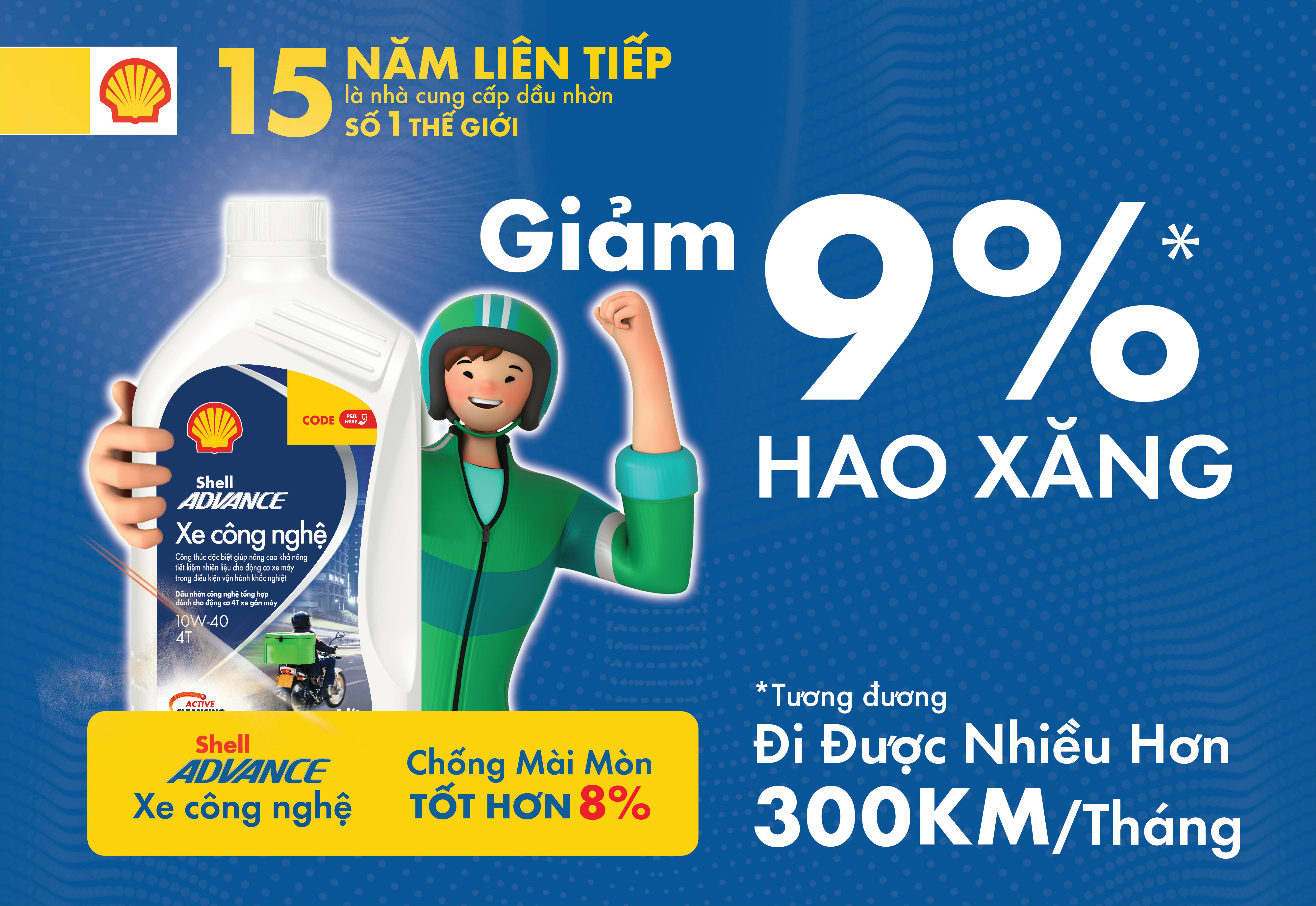 Dầu nhớt 4T Shell Advance TECHBIKE Scooter xe công nghệ 10W40 SN 0.8L