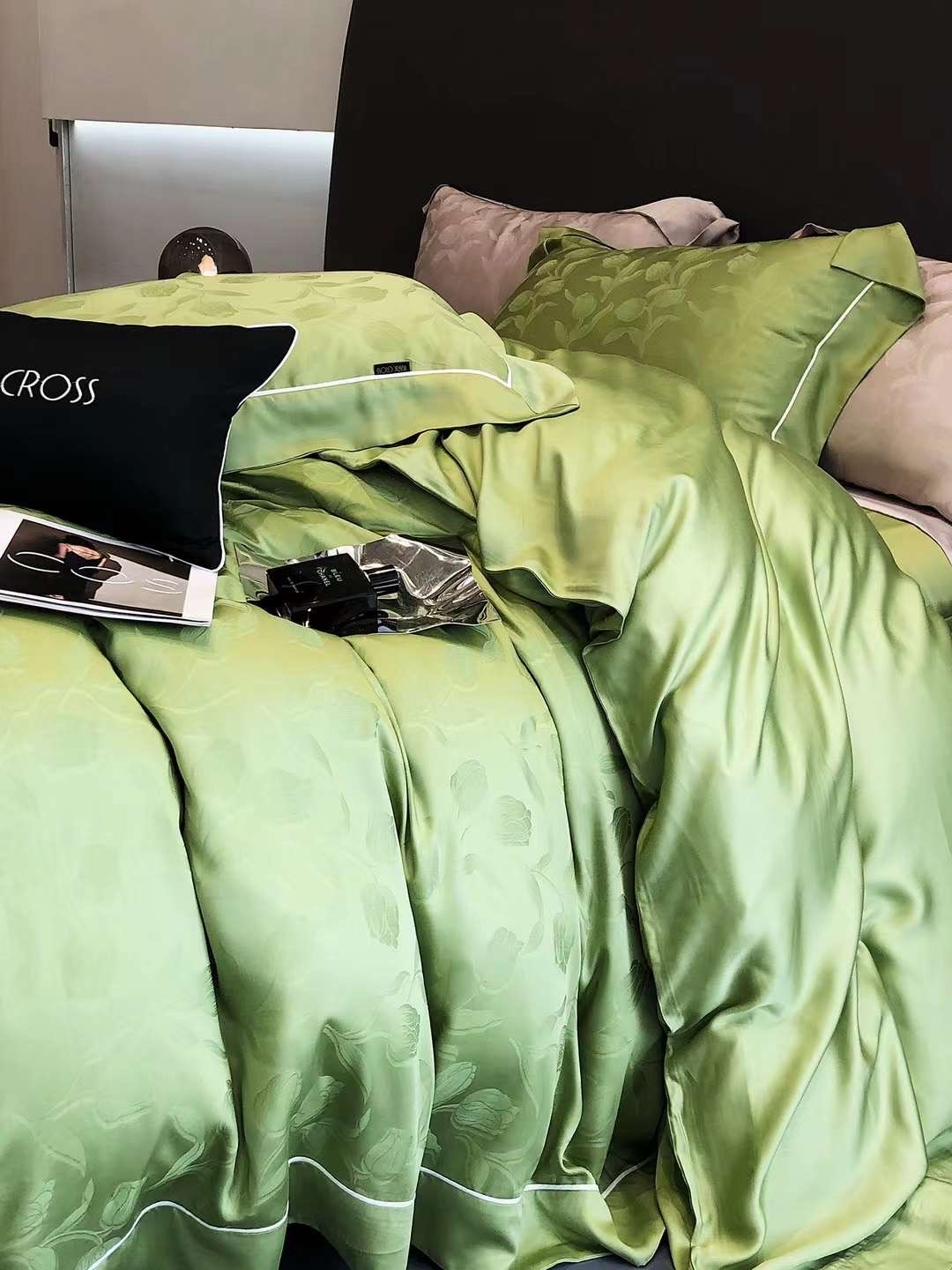 Drap Giường Tencel 100s Markcoss Bộ Chăn Ga Gối Đệm 5 Món Chăn Chần Bông Lụa Nhà Hin Home Bedding