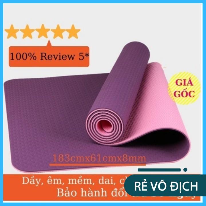 Thảm Yoga Định Tuyến Chống Trượt 2 Lớp Dày Chất Liệu Cao Su Non TPE Cao Cấp, Tấm Thảm Tập Gym, Thể Dục Tại Nhà