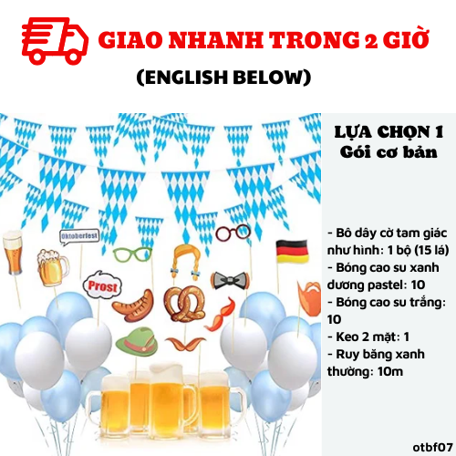 Bộ Bóng Oktoberfest Màu Xanh Trắng Oktoberfest Blue White Balloon OTBF07