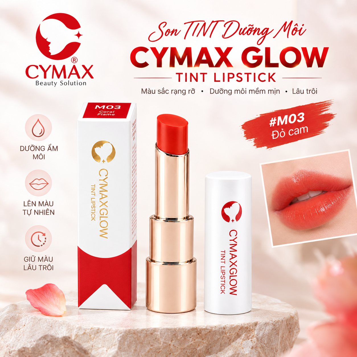 Son Tint CYMAX Glow Tint Lipstick - Son Dưỡng Môi Lên Màu Chuẩn, Nhập Khẩu Chính Ngạch Hàn Quốc