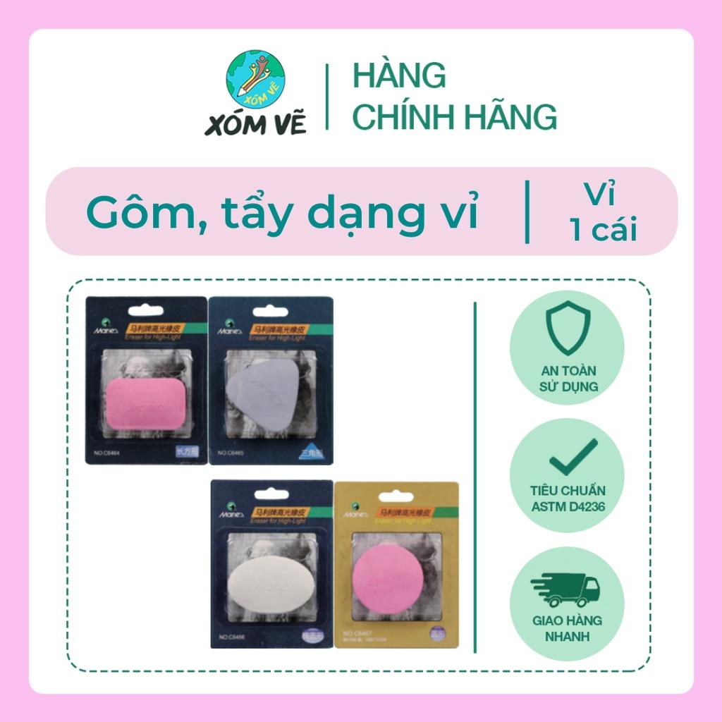 Gôm tẩy lẻ dạng vỉ vuông, tròn, tam giác, chữ nhật