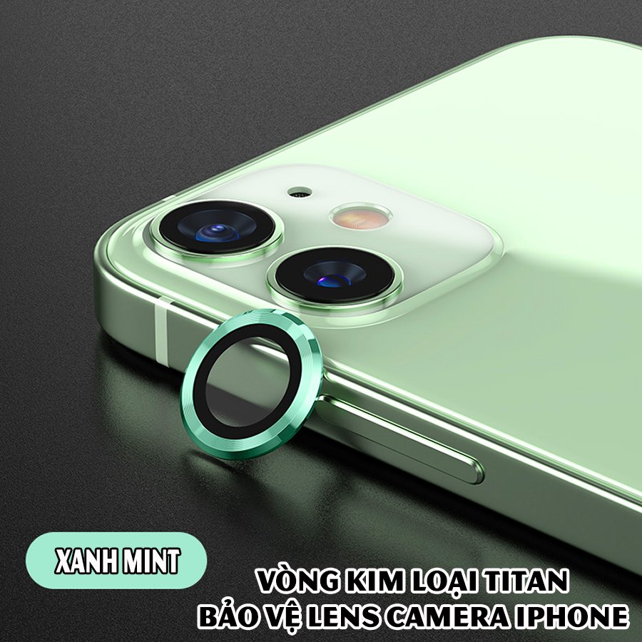 Tặng hộp đựng lens cao cấp - Vòng kim loại titan bảo vệ lens camera dành cho các dòng iphone 11 / iphone 12 - Xanh mint