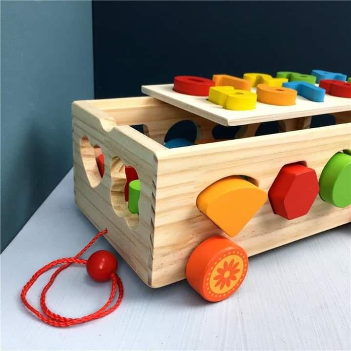 Đồ chơi trí tuệ cho bé gái bé trai bộ khối gỗ xe ô tô SmartKids