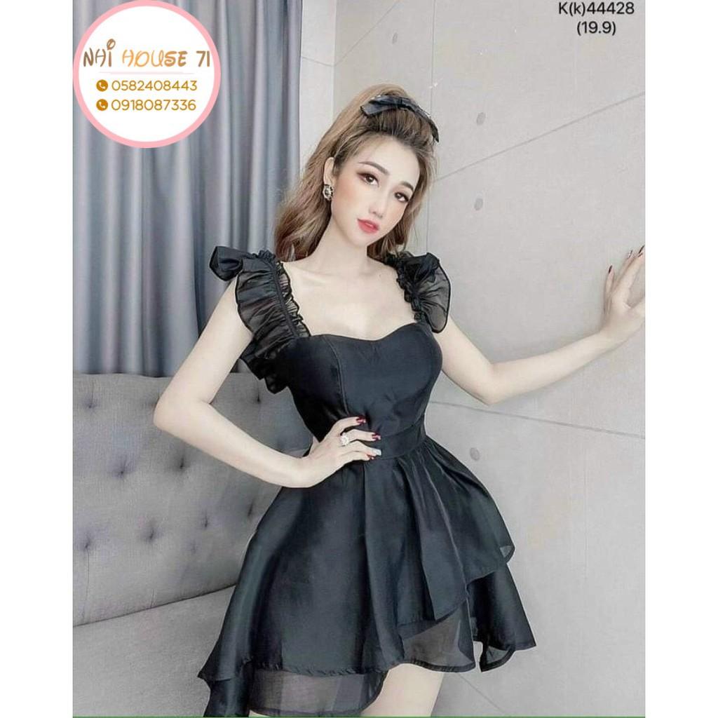 Đầm Xòe Tiểu NHIHOUSE71 Thư Cúp Ngực Vai Dún Bèo Dưới 55kg