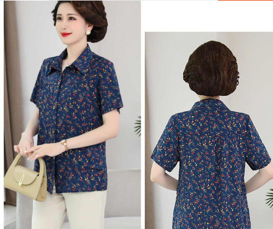 Áo Sơ Hoa Cotton Lụa Cho Mẹ Mềm Mát SM35 - Hàng Quảng Châu Cao Cấp
