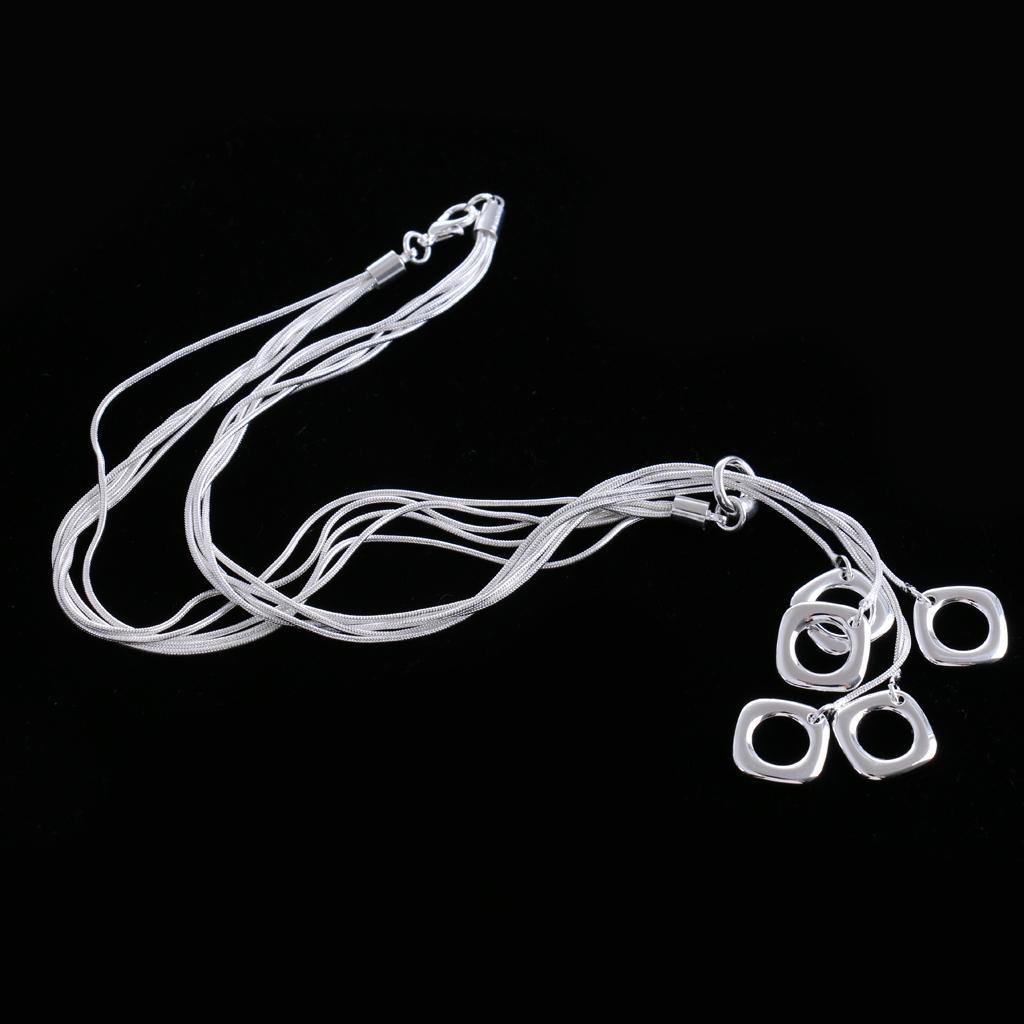 Punk Silver Alloy Multilayer Long Necklace Snake Chain Tassel Pendant
