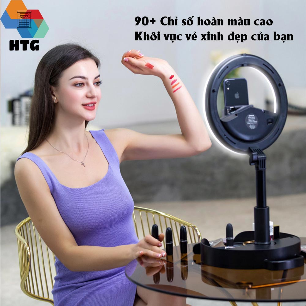 Đèn Livestream Vòng CYKE Q10 gấp gọn, không dây, siêu dài, chụp ảnh, điều chỉnh ánh sáng tự do có remote, hàng chính hãng