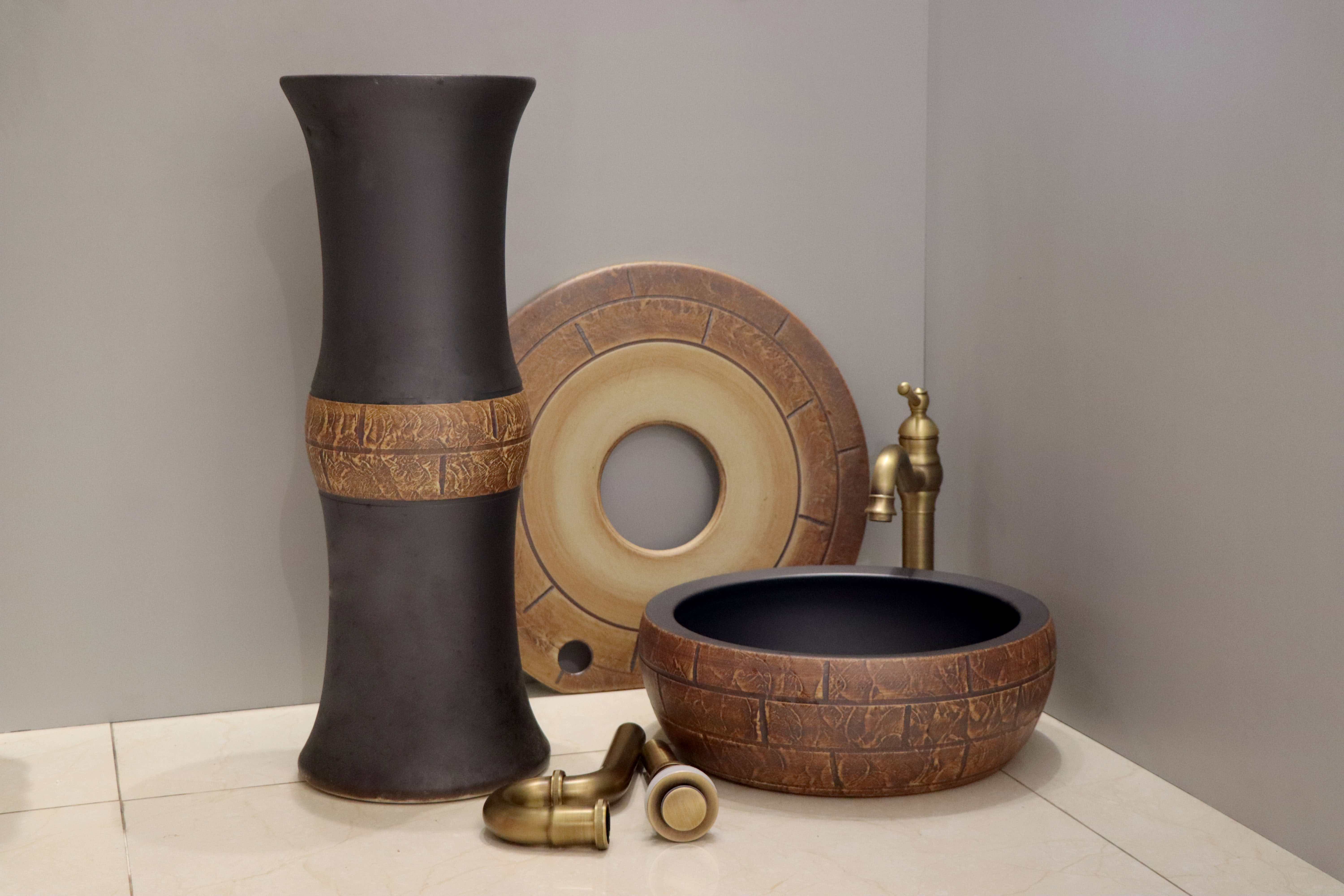 Chậu sứ mỹ thuật chậu lavabo chậu có chân EVEREST EV-CĐC01