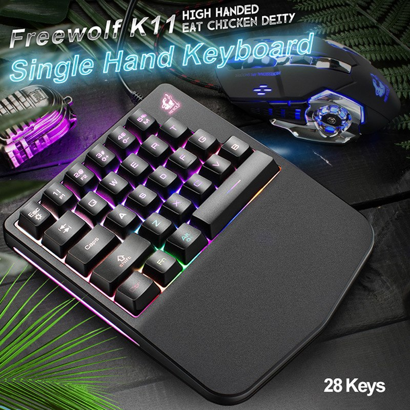 Bàn Phím Giả Cơ 1 Tay Free Wolf K11 Chuyên Game 28 Phím - Hàng Nhập Khẩu