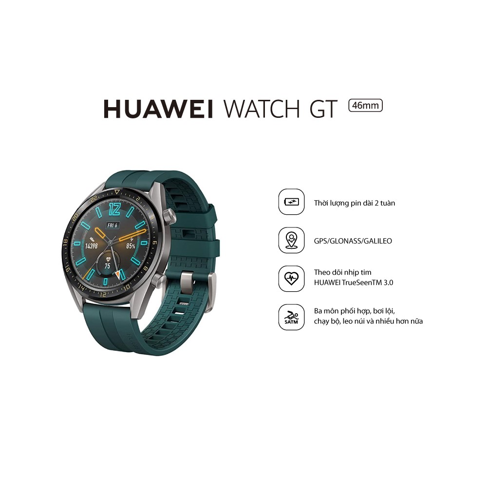 Đồng Hồ Thông Minh Huawei Watch GT Active Edition | Pin Liên Tục 2 Tuần | Theo Dõi Sức Khỏe | Hàng Chính Hãng