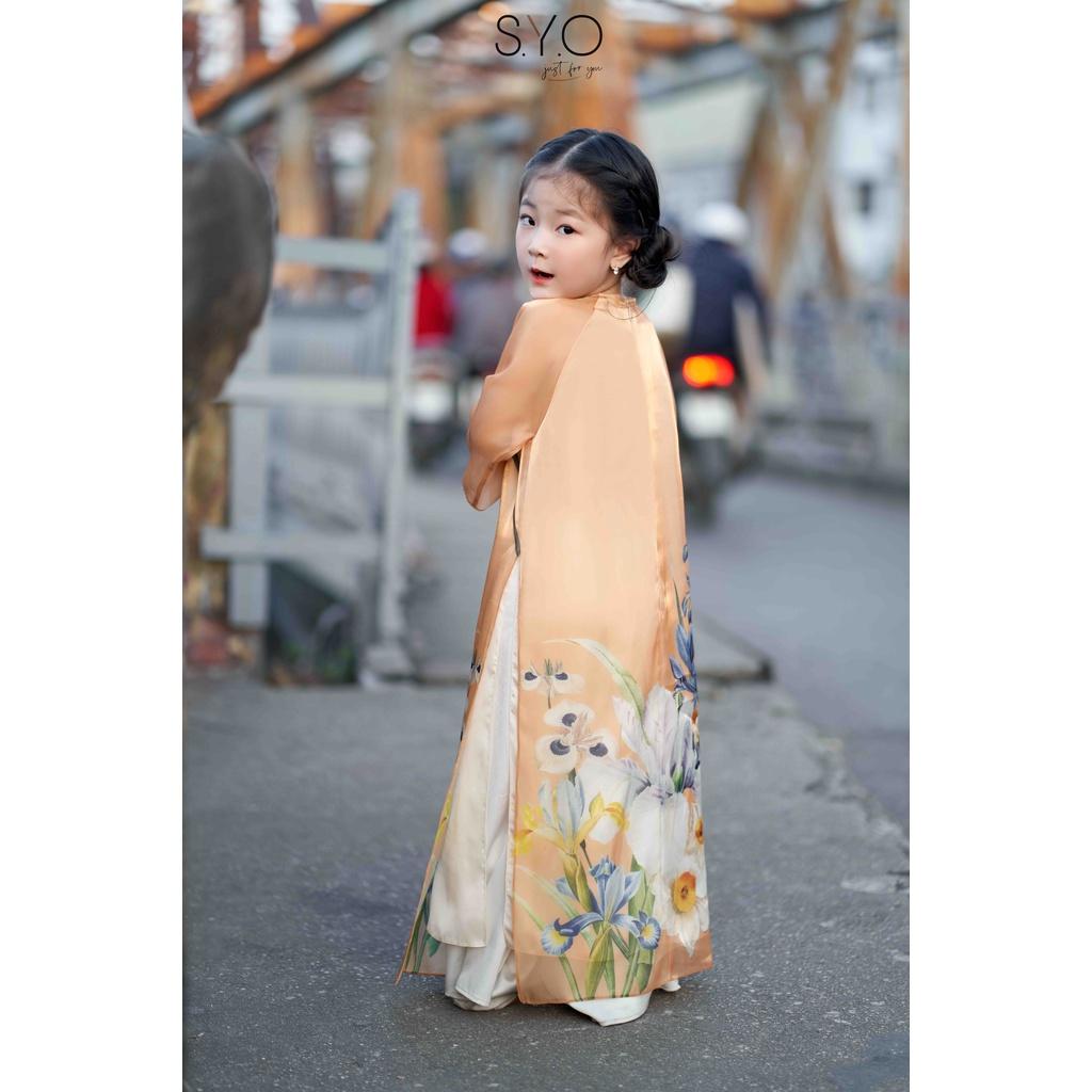 Áo dài kid in hoa diêm vỹ SYO A5013