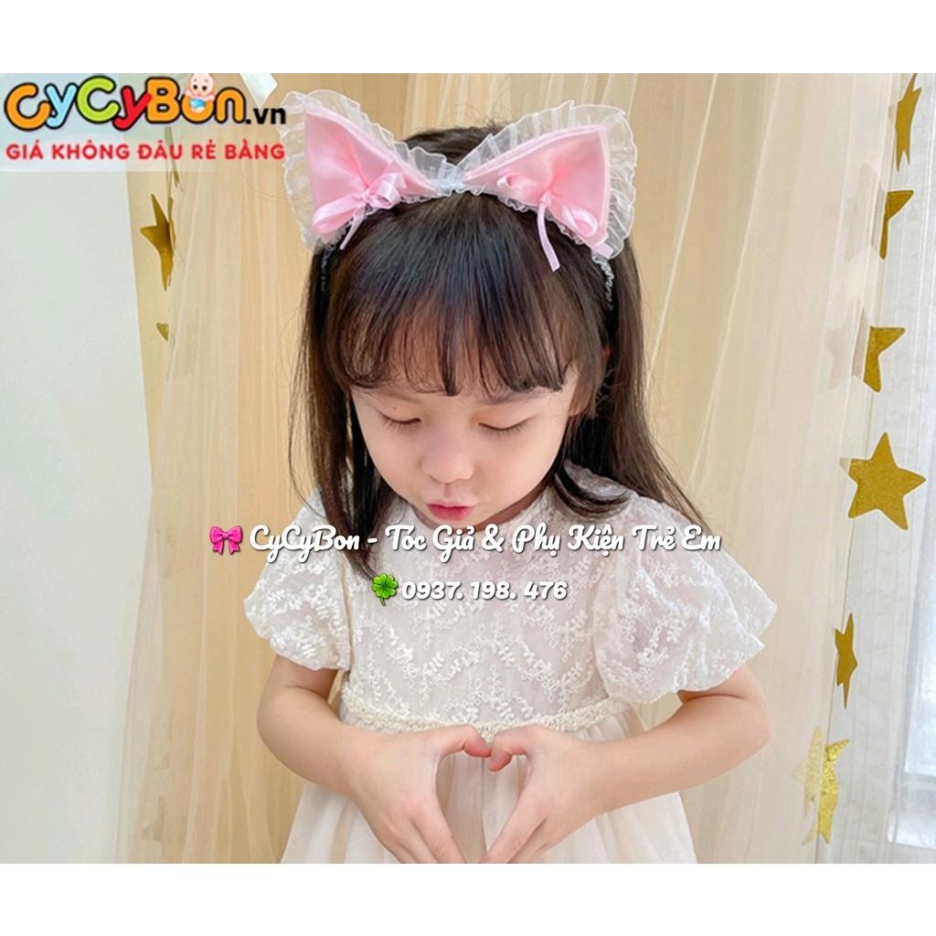 Băng Đô Turban Cho Bé Gái Họa Tiết Tai Mèo Thun Ren Co Giãn Theo Cỡ Đầu Của Bé Siêu Cưng !