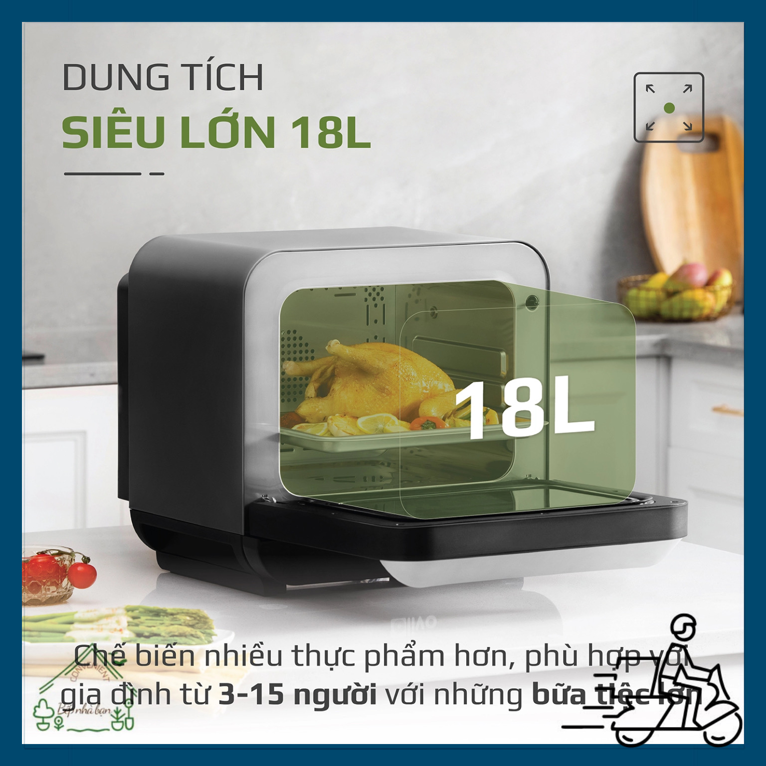 Nồi Chiên Hơi Nước OLIVO SF18 - 50 Chức Năng - Dung Tích 18L - Công Suất 2450W - Hàng Chính Hãng
