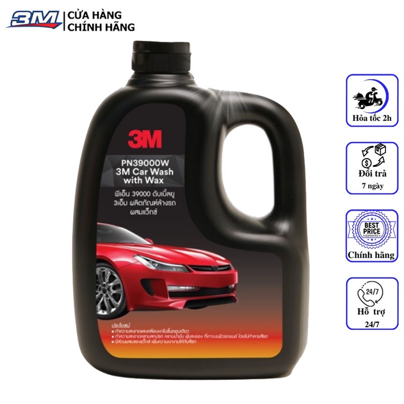 Xà bông rửa xe siêu bọt 3M Car Wash With Wax PN39000W- 1L