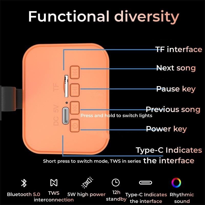 Loa Bluetooth không dây cơ học D22 trong suốt Loa siêu trầm súng thép nhỏ TWS Âm thanh vòm 3D Cuộc gọi rảnh tay sáng tạo Màu sắc: D22orange