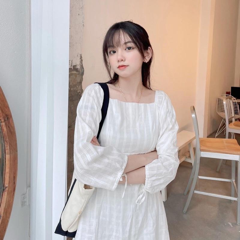 AIMEE_ĐẦM CỔ VUÔNG TAY PHỒNG