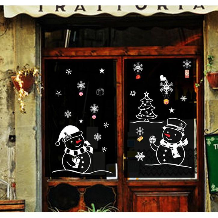 Decal trang trí noel hai chú người tuyết