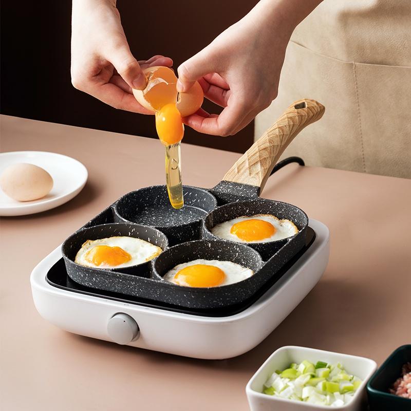 Chảo rán trứng 4 ngăn - Chảo đá 4 lỗ chống dính làm bánh đa năng