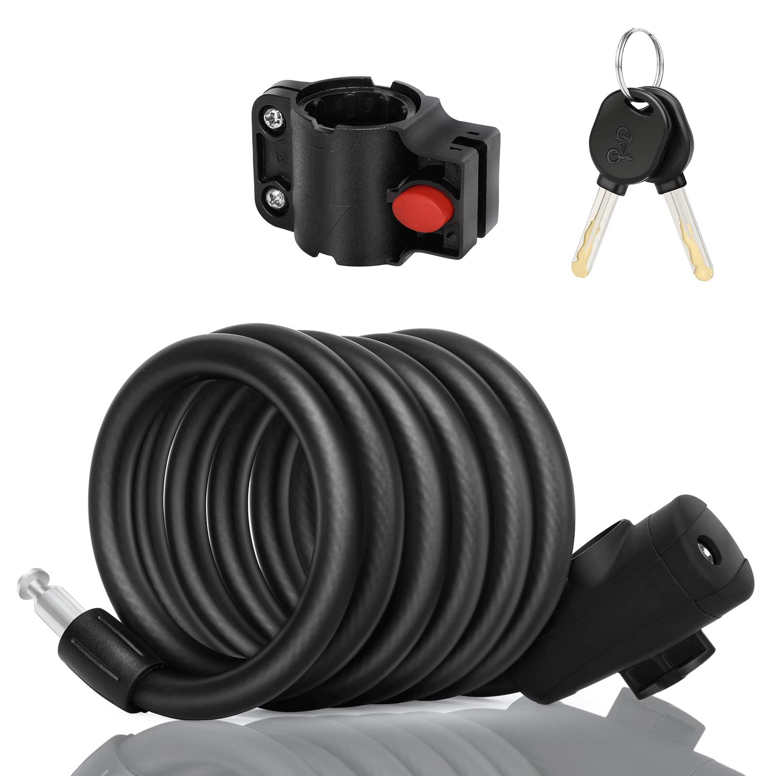 Khóa Xe Đạp Với 2 Chìa Khóa, Khóa Xích Xoắn Ốc 120Cm Màu Đen, Khóa Cáp Xe Đạp, Khóa Xe Đạp Bảo Mật Rất Cao Cho Xe Đạp, Xe Ba Bánh, Xe Tay Ga, Xe Máy, Xe Đạp Điện