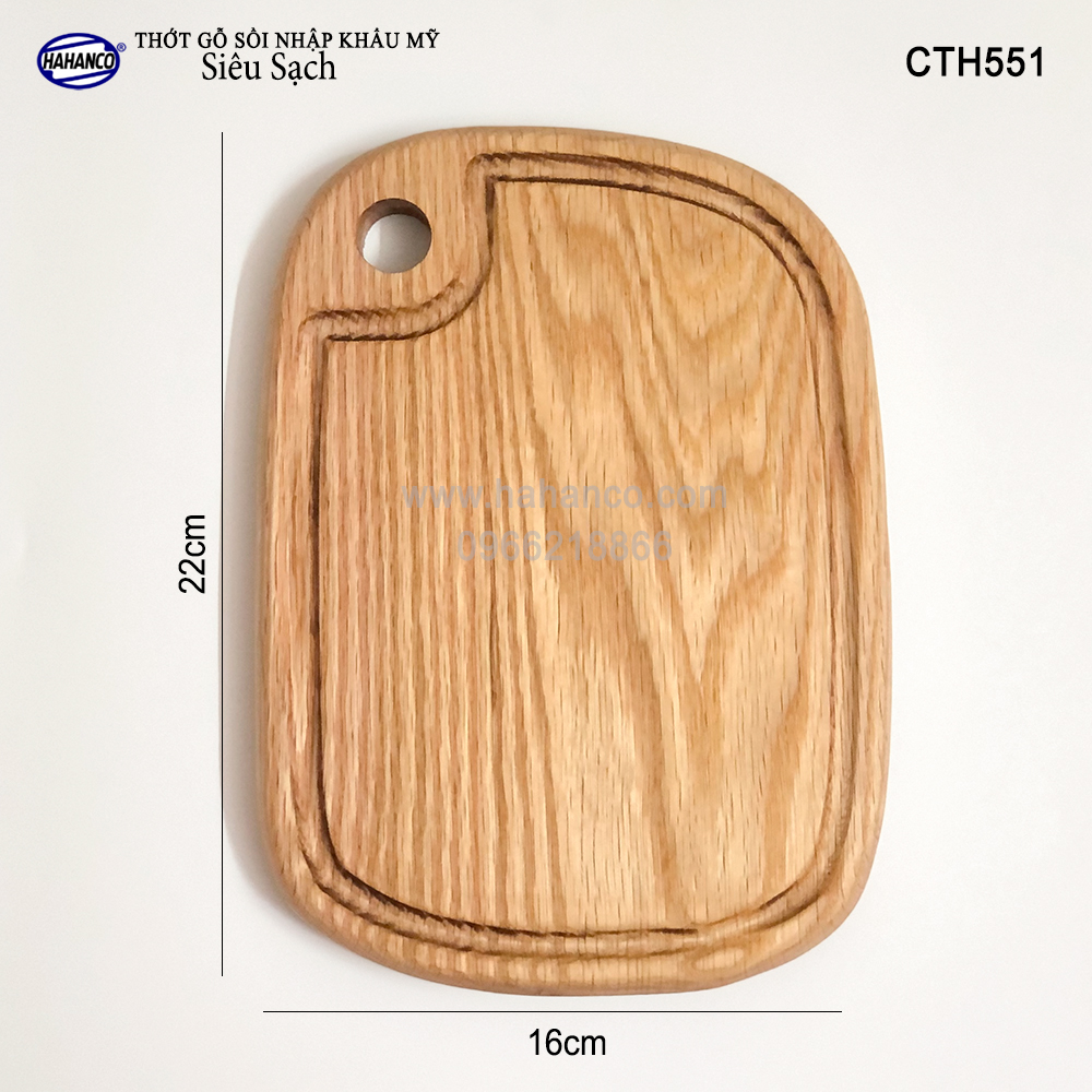 Thớt nhỏ gỗ Sồi Mỹ (OAK) có rãnh bao quanh (CTH551) hàng Xuất Khẩu Châu Âu - khay bánh mì/trái cây/ bít tết/ pizza/ phụ kiện chụp ảnh, bày món ăn trong nhà hàng - Sang trọng trên bàn ăn - HAHANCO