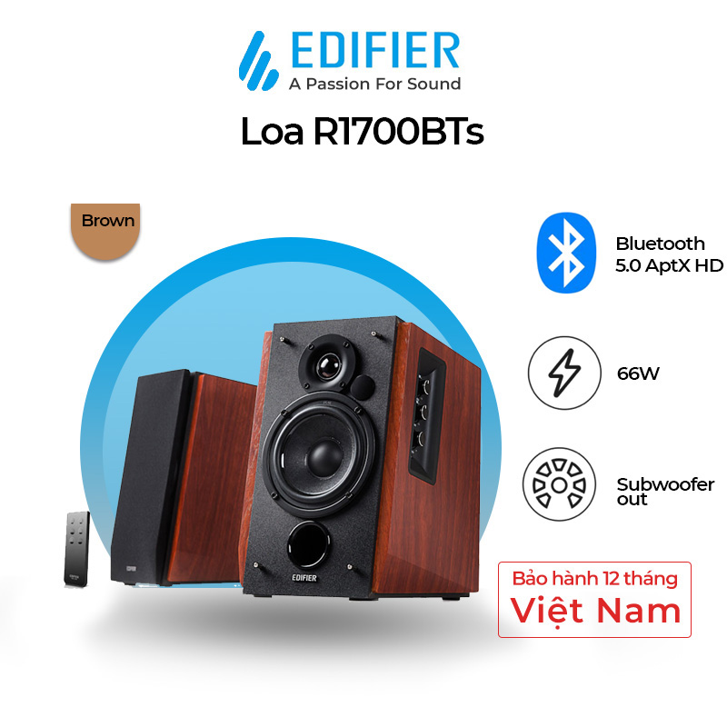 Loa bluetooth Edifier R1700BTS Qualcomm AptX HD Công suất 66W Đầu ra loa siêu trầm - Hàng chính hãng