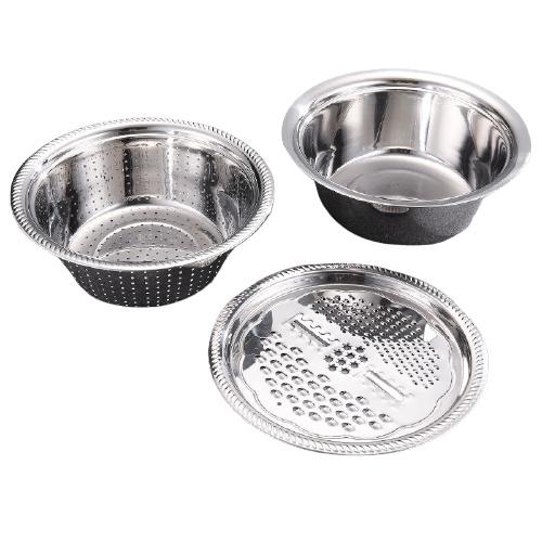 Bộ rổ Inox kèm nạo rau củ 3 món siêu tiện ích