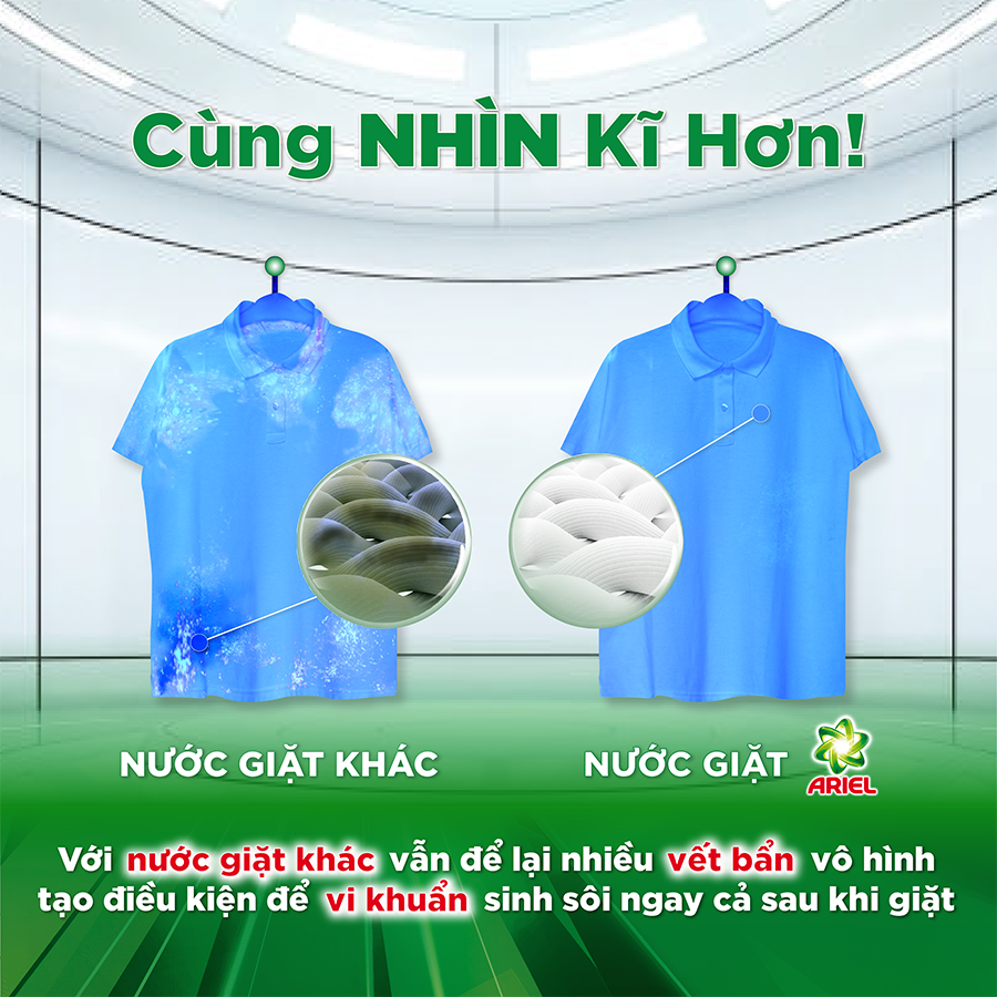 Nước giặt Ariel chuyên gia cửa trên Sạch sâu hương nắng mai