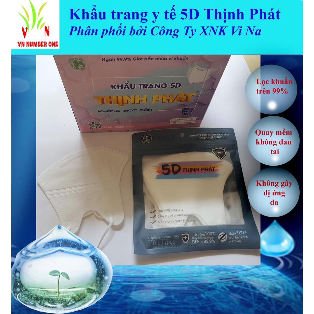 Khẩu trang 5D thịnh phát gói 10 cái màu trắng (Combo 5 gói) Cho Người Lớn