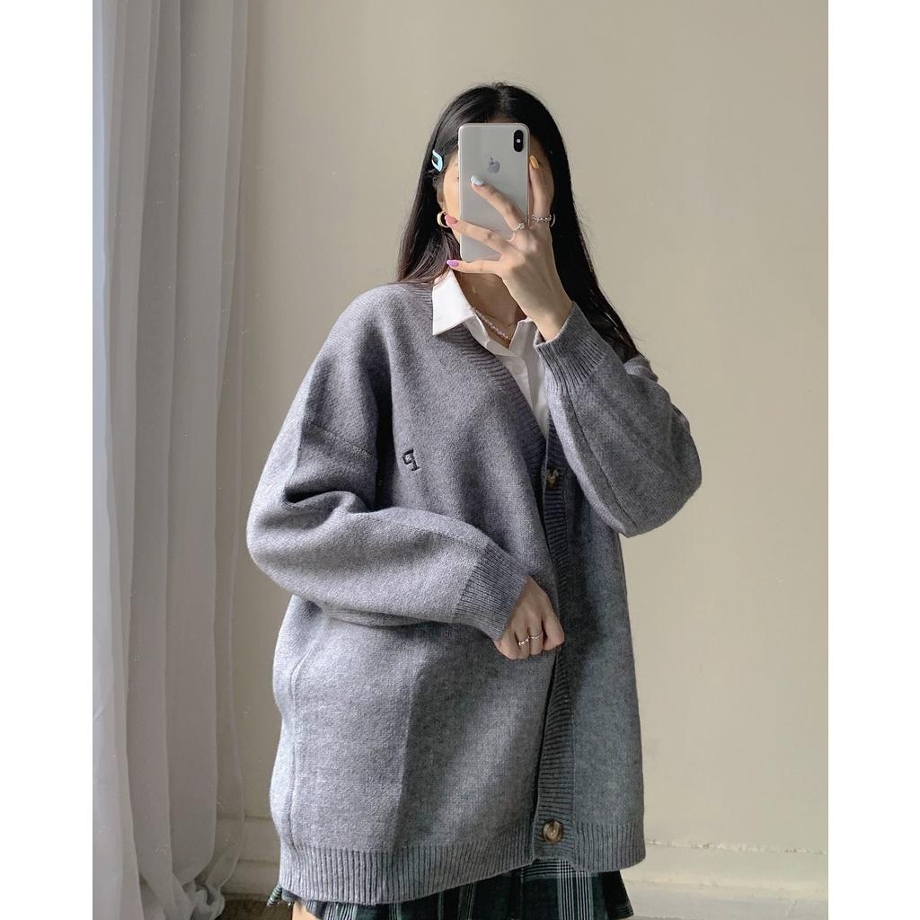 Áo khoác Cardigan len chữ P form rộng ulzzang - Made by Fiin