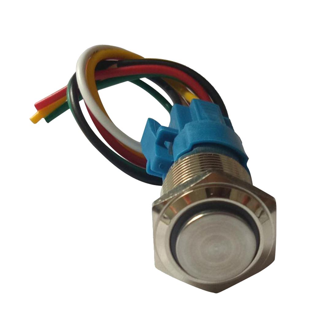 3-6V LED 16mm Momentary Push Button Switch IP65 with Wire Connector Yellow
