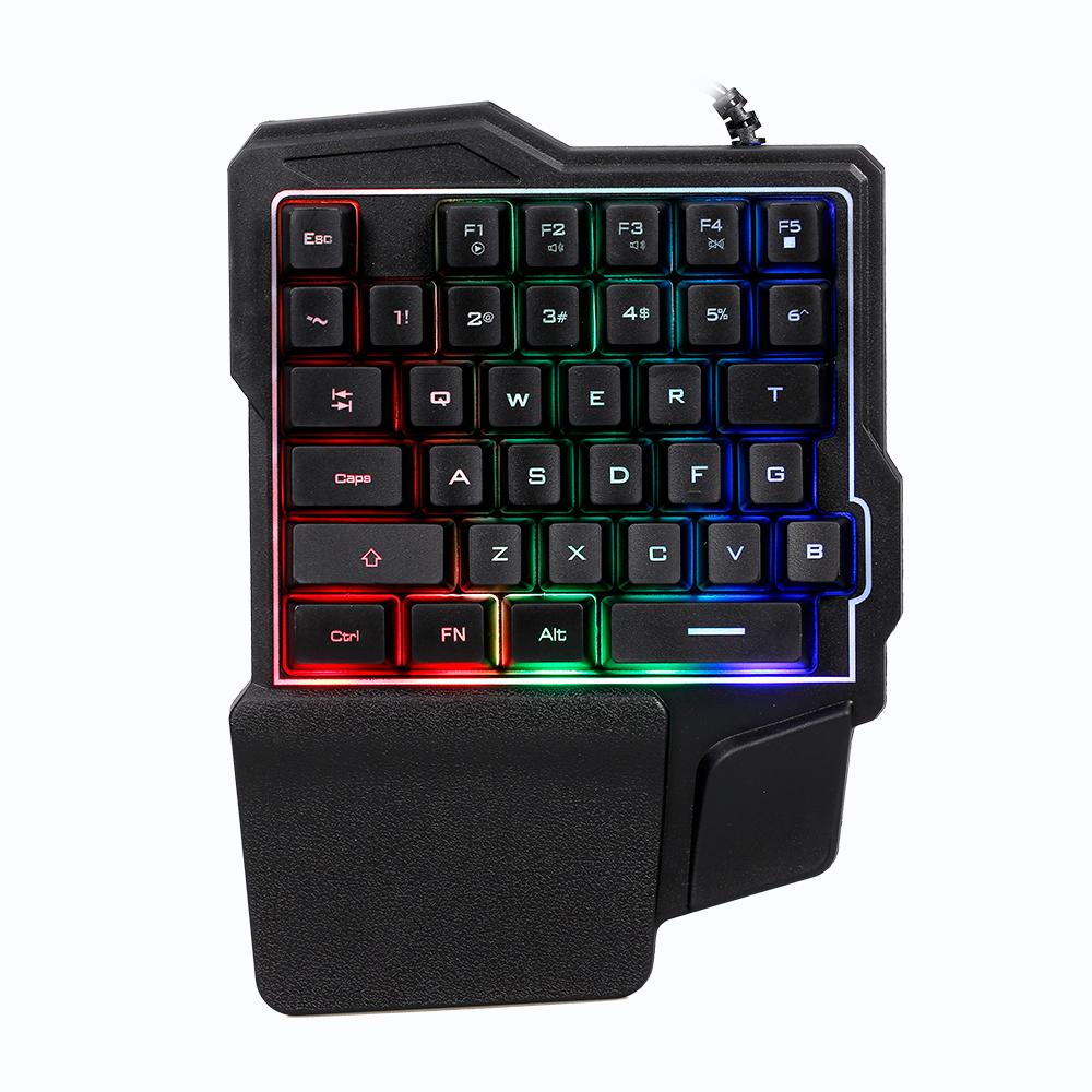 Bàn phím trò chơi một tay trực tuyến Đèn RGB tiện dụng Màu đen K7