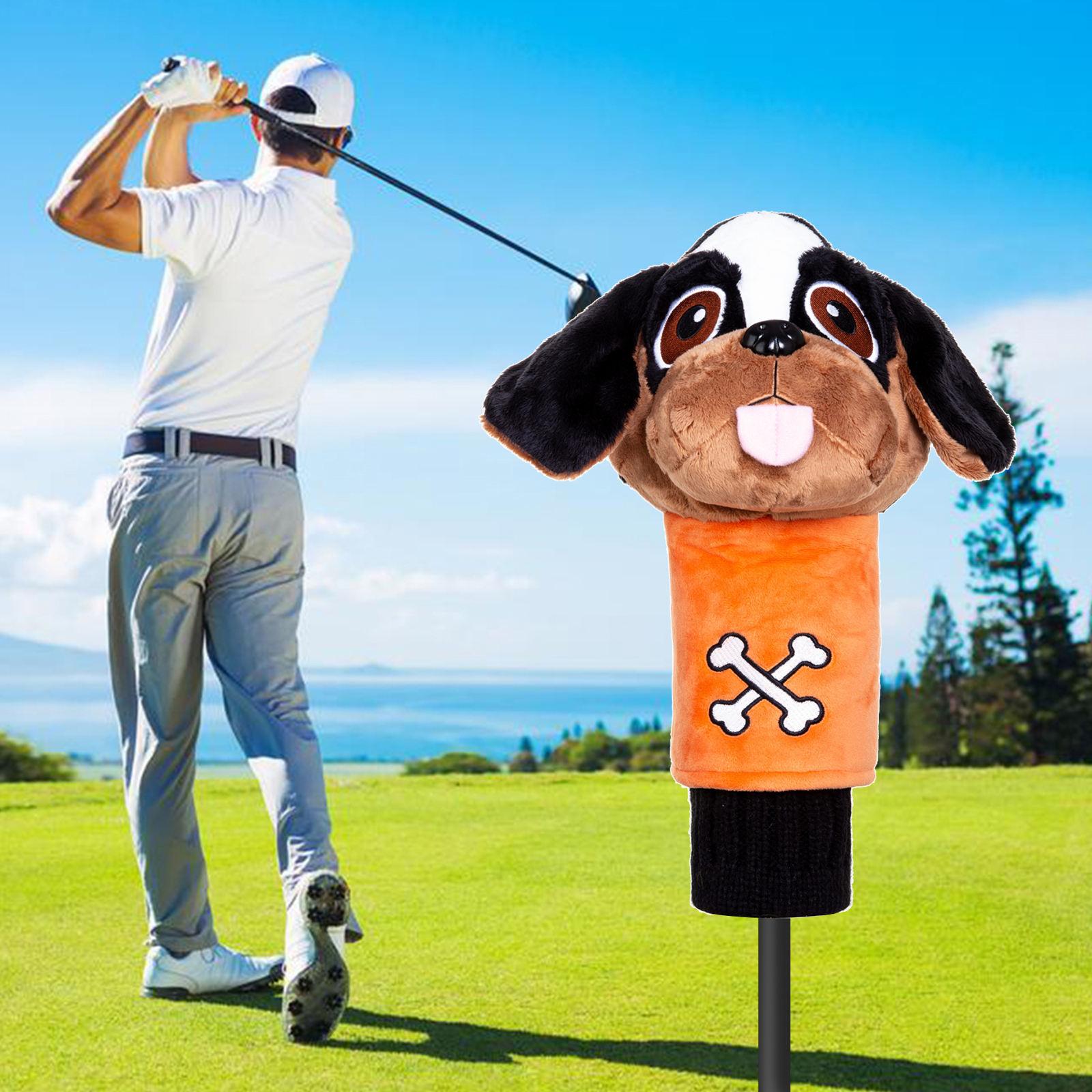 Golf Club Head Cover Cute Plush Dog Puppy Shaped Driver Headcover Protector