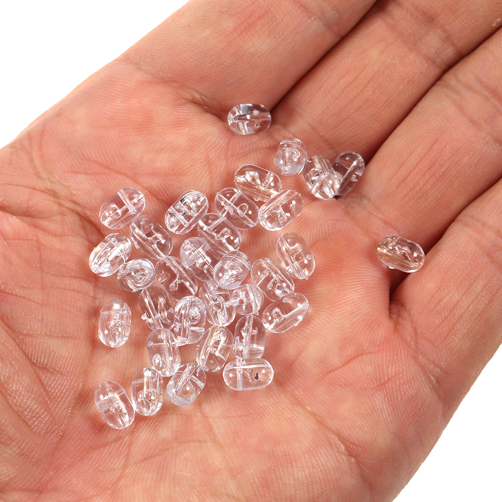 Set 100 hạt phụ kiện câu cá hình oval bằng nhựa trong suốt