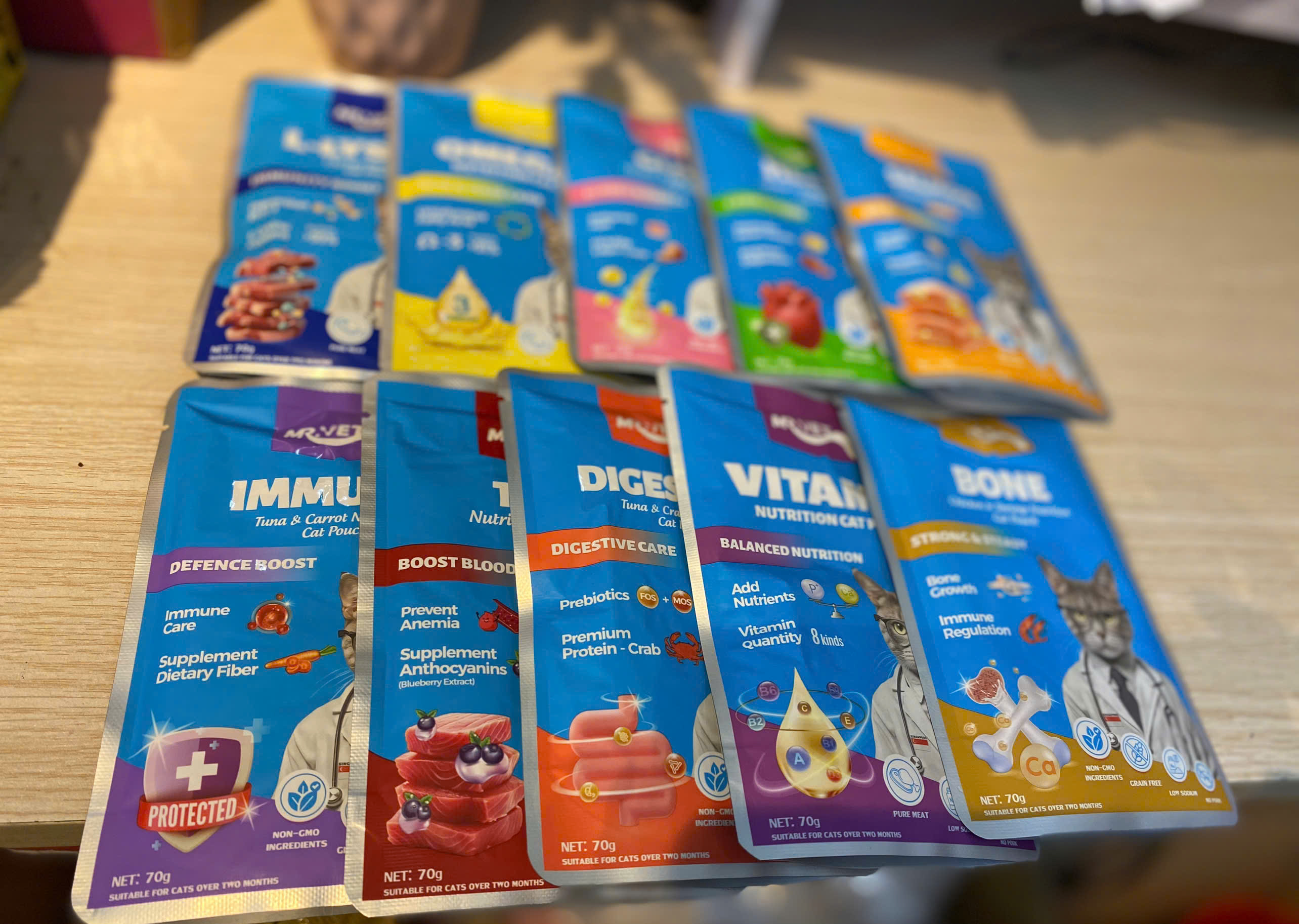 Combo mix vị 10 gói Pate cho mèo Mr.Vet bổ sung Protein, Prebiotics và Taurine, Pate Mr.Vet cho mèo mọi lứa tuổi